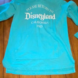 Turquoise blue Disneyland-inspired hooded cowl neck pullover sweatshirt
